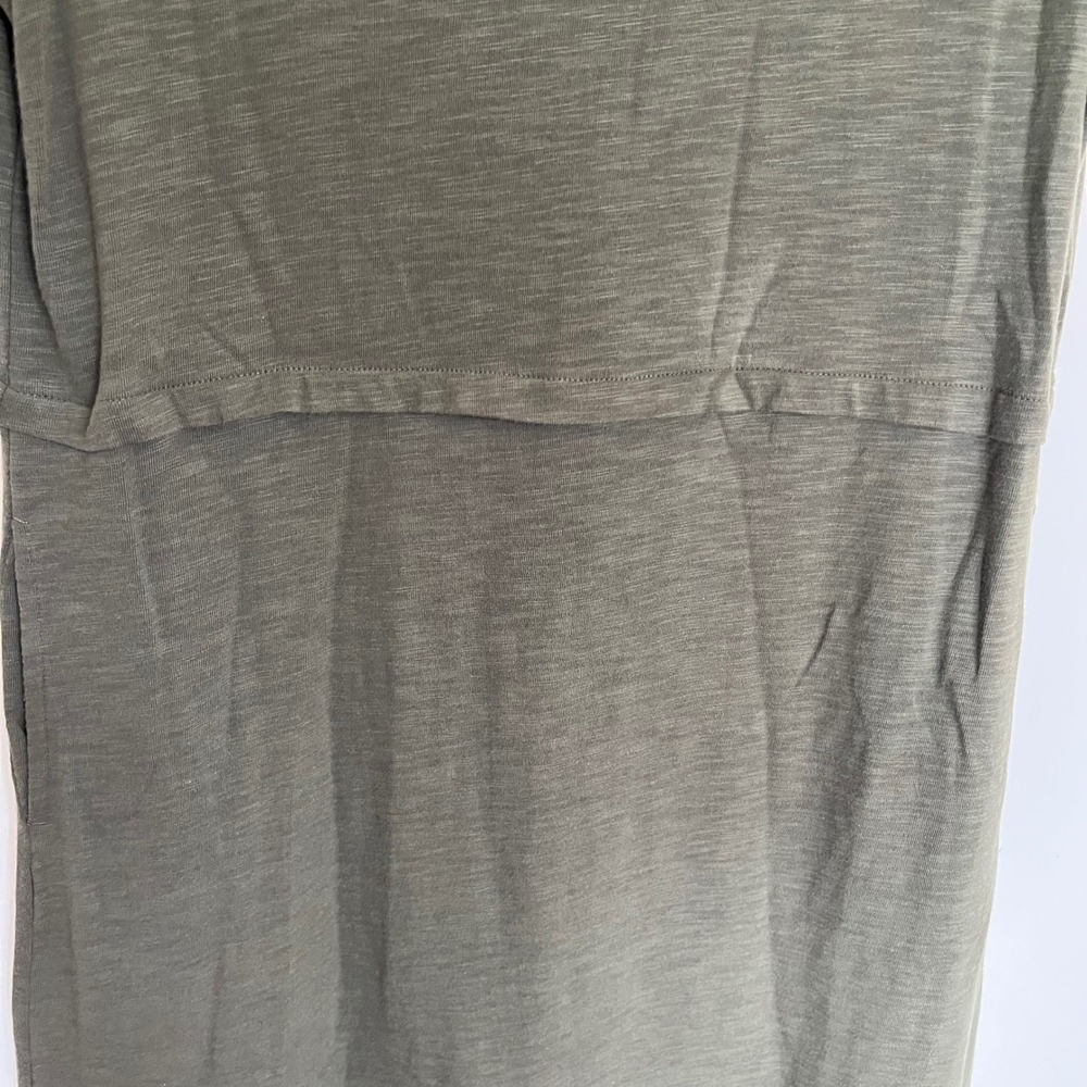 J. Jill Olive Green Fringe Hem Slub Knit Shift Dress Short Sleeve Size Medium - Picture 3 of 11
